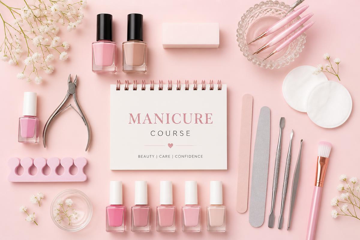 Kit de manicure organizado com esmaltes e acessórios